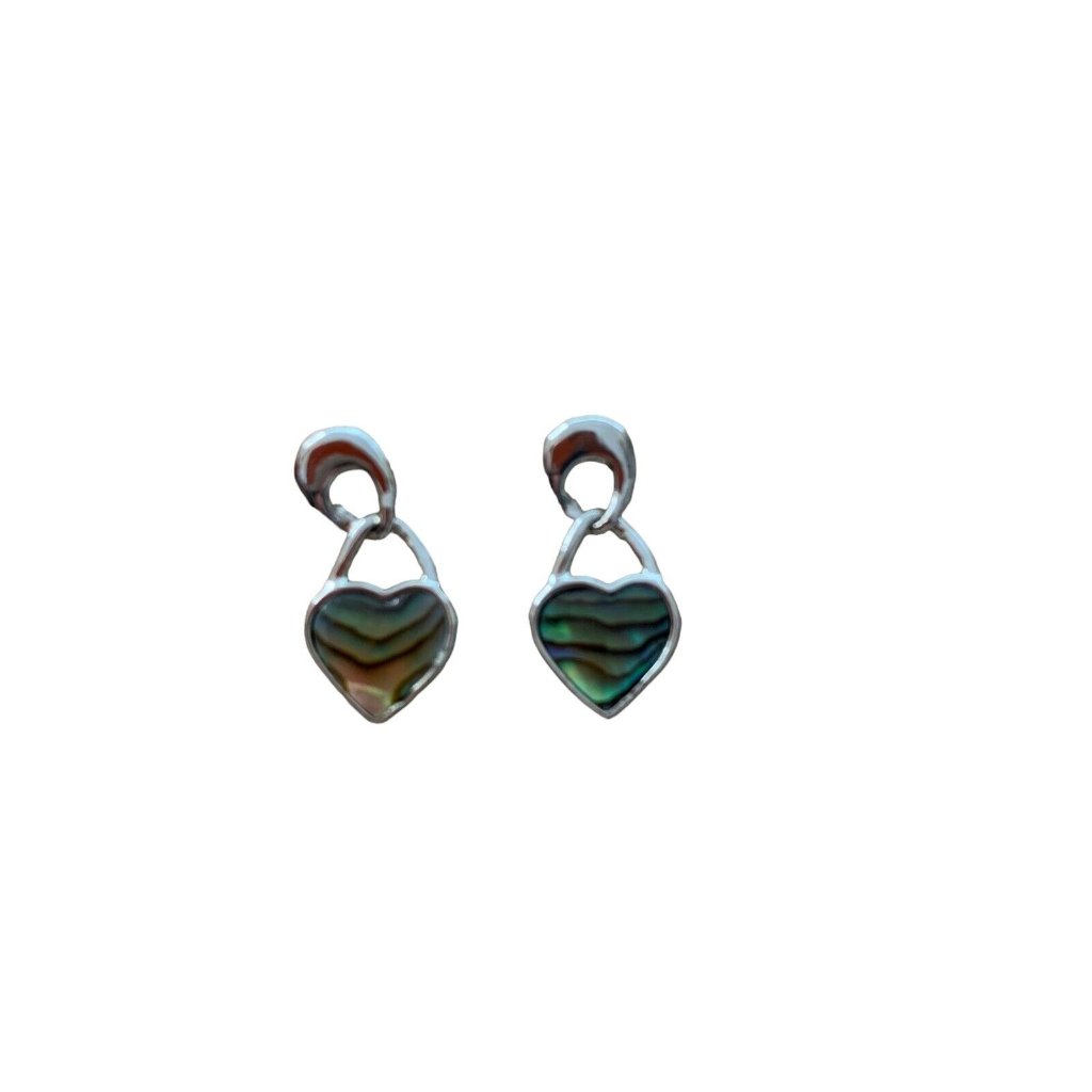 Natural Abalone Shell Heart Earrings, Iridescent Multicolor Hearts No Backs